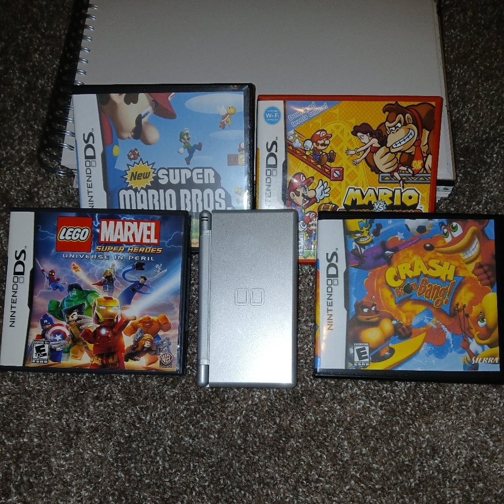 Nintendo DS Silver Console with Game Collection, Excellent Condition